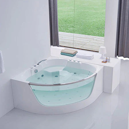 Moderne Viertelkreis Badewanne mit Whirlpool Massagedüsen.