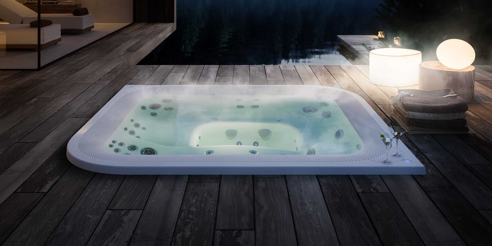 jacuzzy auf einer terrasse